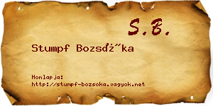 Stumpf Bozsóka névjegykártya